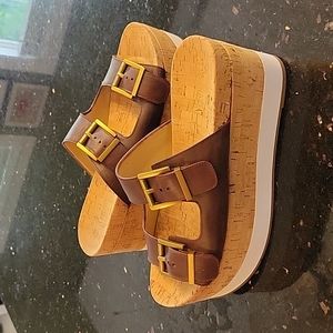 Michael Kors double buckle platform sandals size 8.